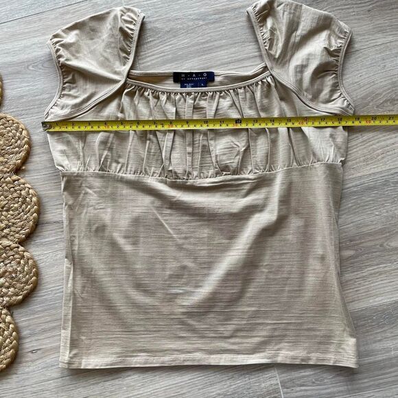 Beige Silk Blend Top Women's Large Minimalistic Quiet Luxury Layering Regency - Picture 6 of 7